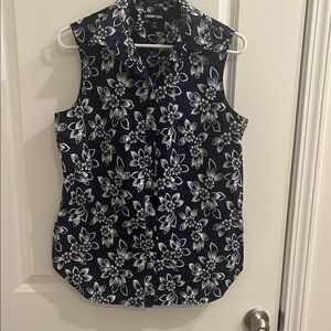 Lands' End Women's Navy Floral Top